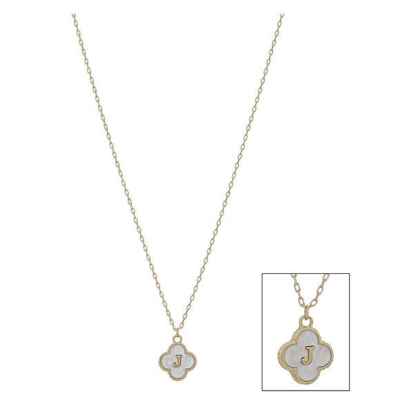 Mop Clover Initial Letter Necklace
