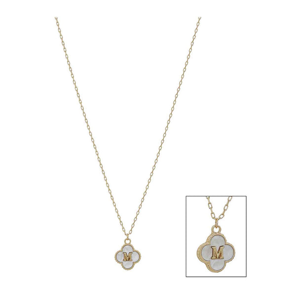 Mop Clover Initial Letter Necklace