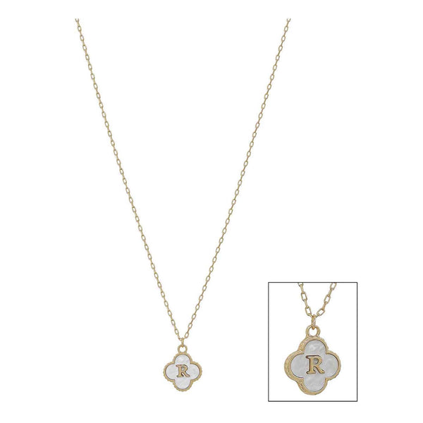 Mop Clover Initial Letter Necklace