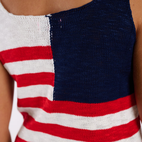USA Flag Sweater Tank in Red, White, & Blue
