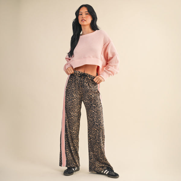 Waffle Knit Long Sleeve Top in Pink