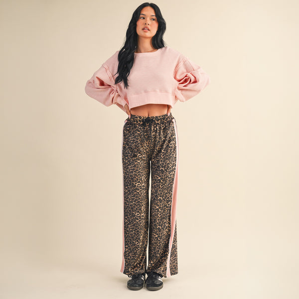 Waffle Knit Long Sleeve Top in Pink
