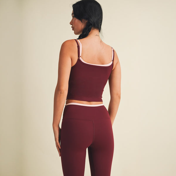 Double Layer Tank Top in Burgundy