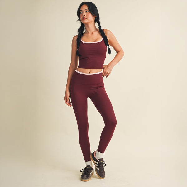 Double Layer Tank Top in Burgundy