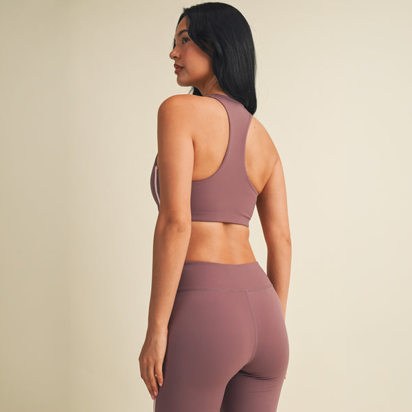 Side Stripe Racerback Sports Bra in Mauve