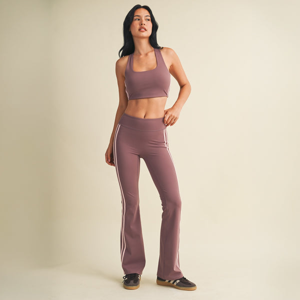 Side Stripe Racerback Sports Bra in Mauve