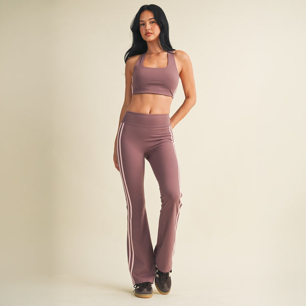 Side Stripe Racerback Sports Bra in Mauve