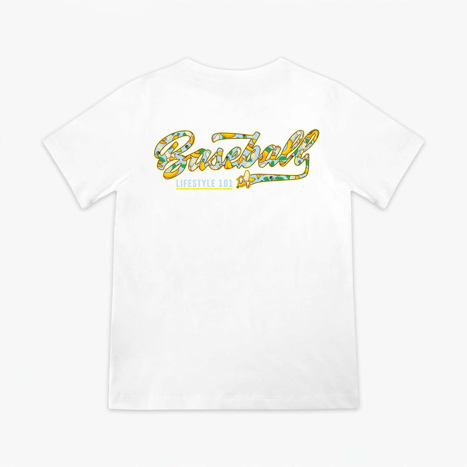 Back of baseball lifestyle 101 Youth Tropical Banana Short Sleeve T-Shirt