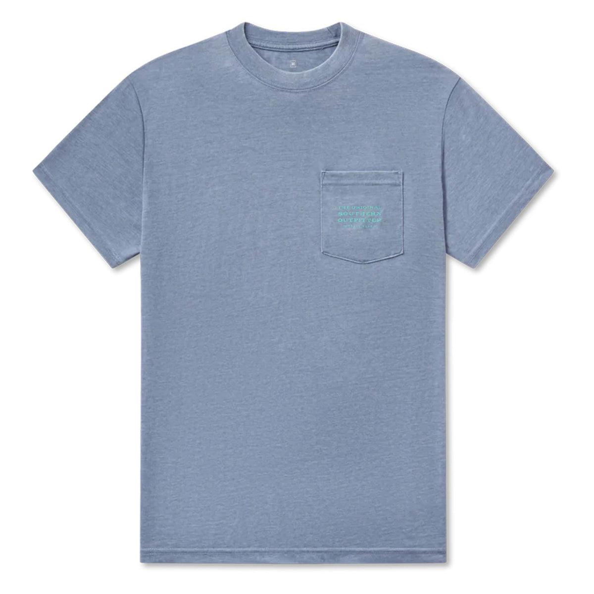 Blue t-shirt with a pocket on a white background
