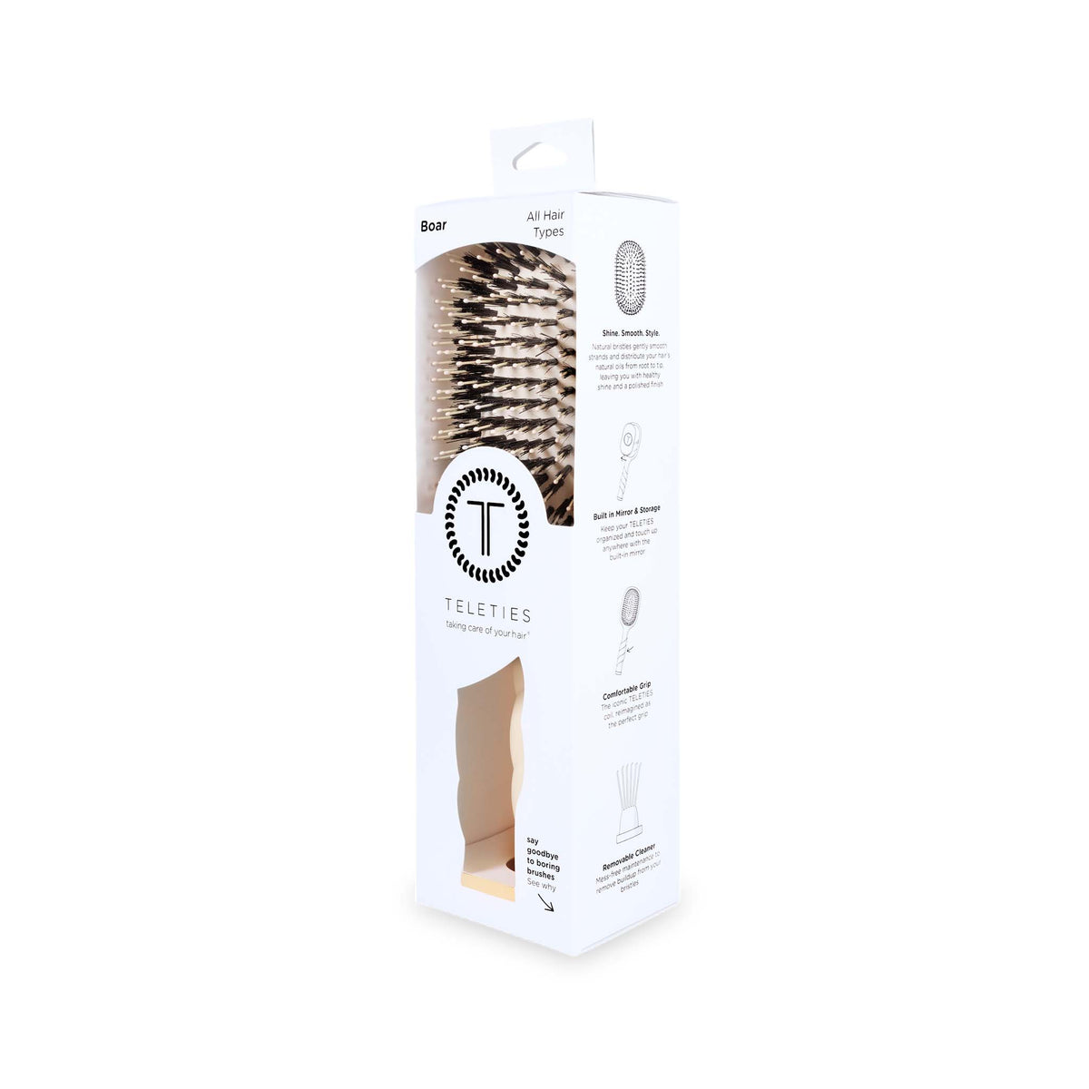 Teleties Tan Boar Bristle Hairbrush