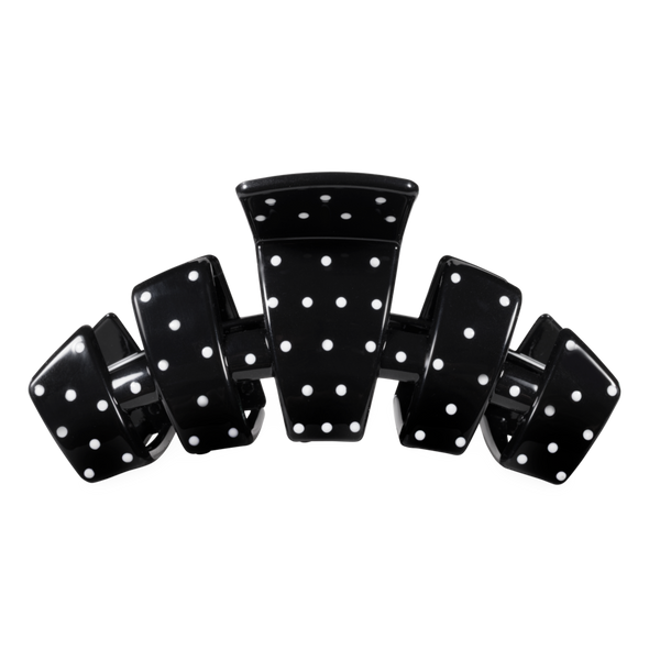 Large Classic Cup Hair Clip in Black Dot