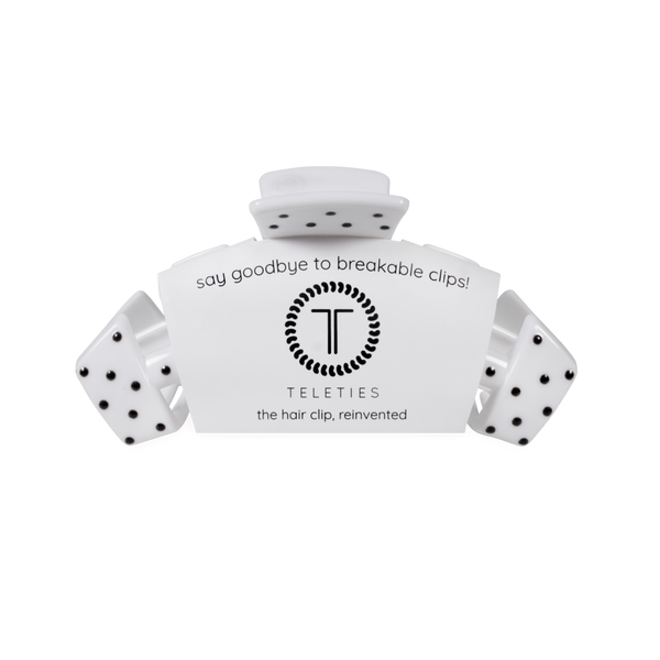Medium Classic Cup Hair Clip in White Dot
