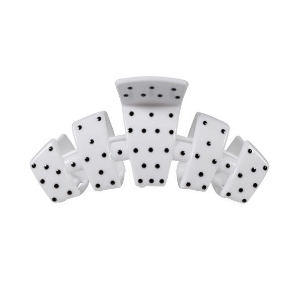 Medium Classic Cup Hair Clip in White Dot