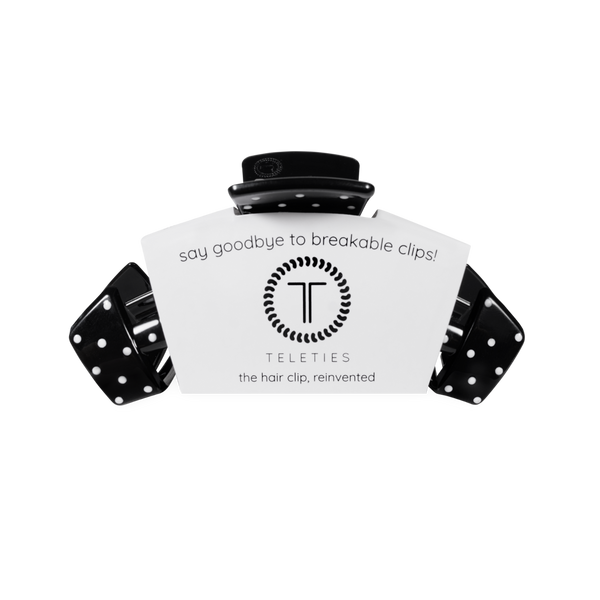 Medium Classic Cup Hair Clip in Black Dot