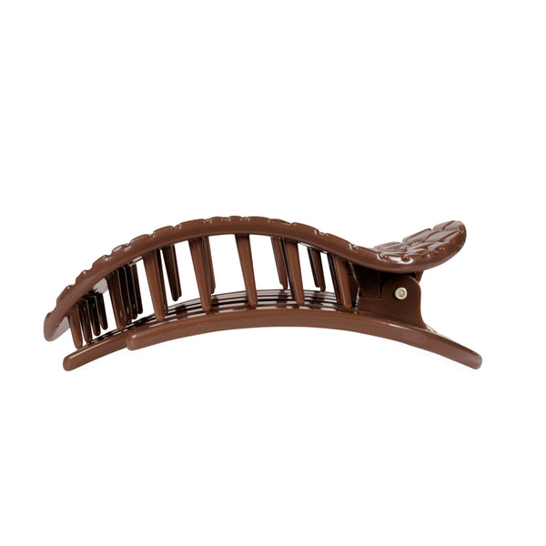 Brown Crocodile Large Flat Oval Hair Clip