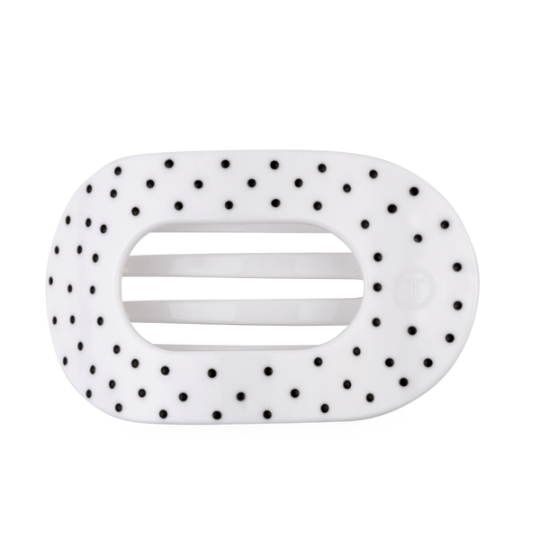 White Dot Large Flat Oval Hair Clip