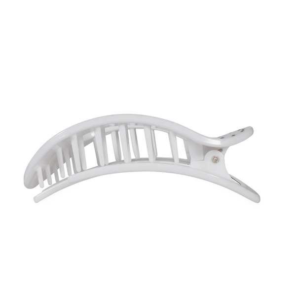 White Dot Large Flat Oval Hair Clip