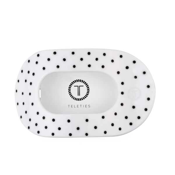 White Dot Large Flat Oval Hair Clip