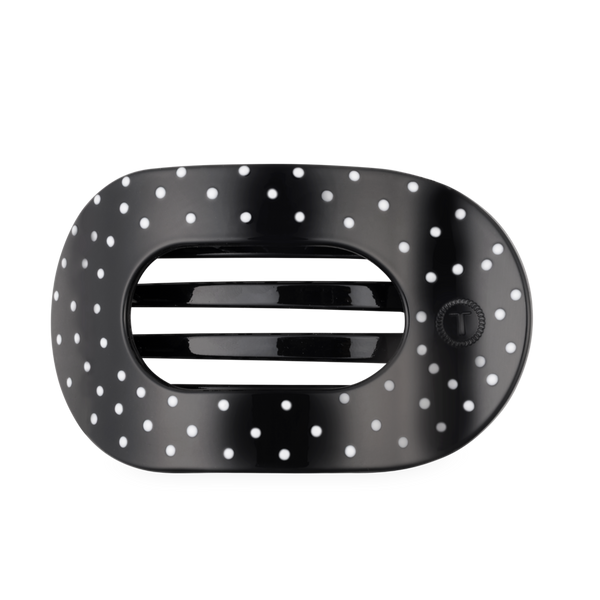 Black Dot Large Flat Oval Hair Clip