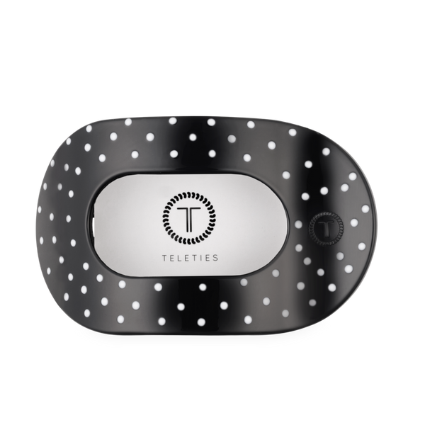 Black Dot Large Flat Oval Hair Clip