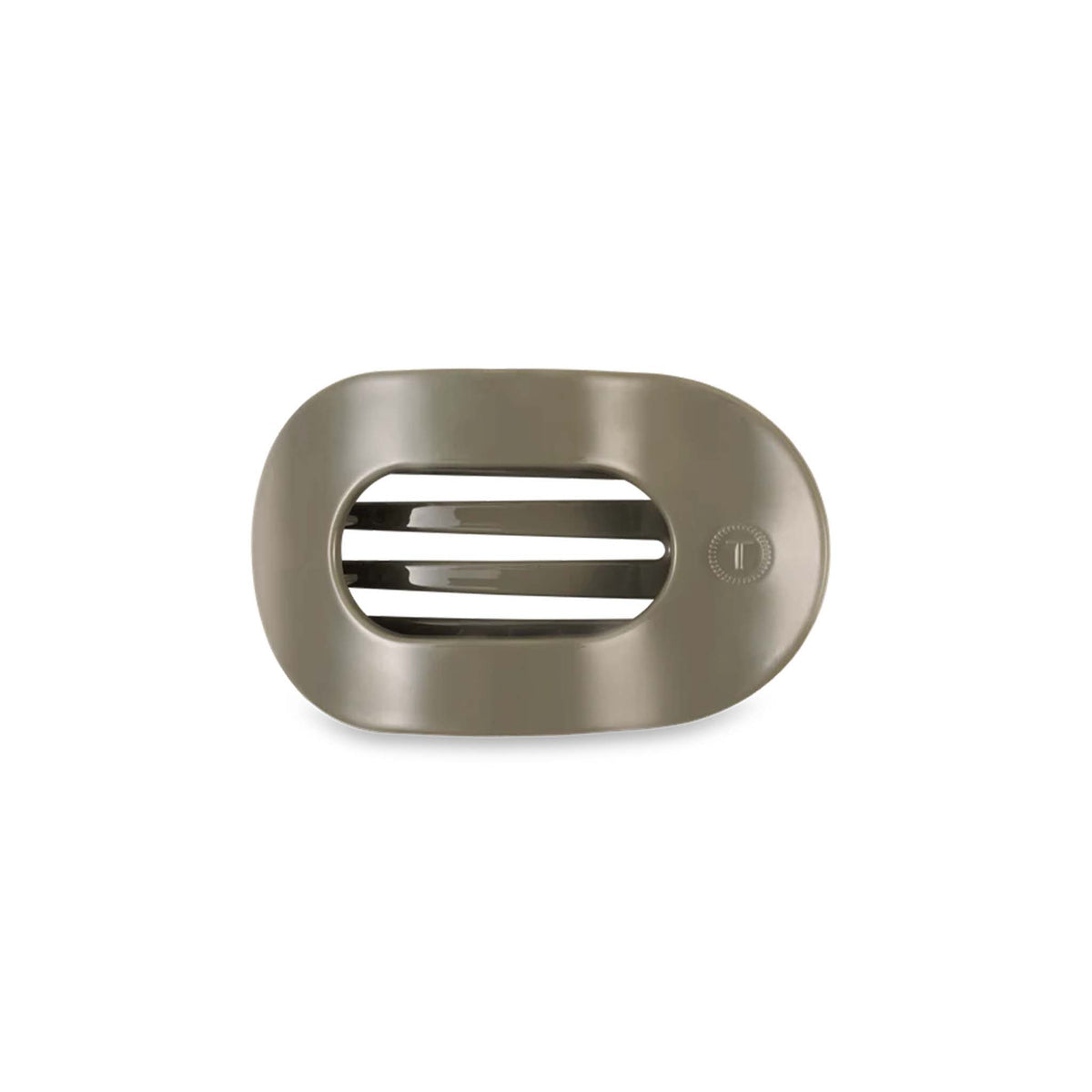 Teleties medium flat oval hair clip in Sage It Ain’t So, displayed from the front with prong openings visible.