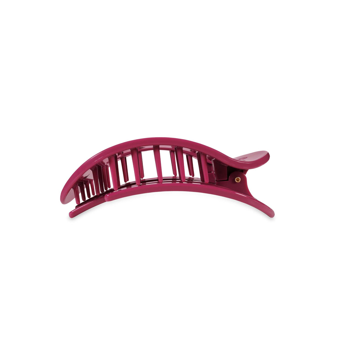 Teleties Medium Flat Oval Hair Clip in Wildside, side view with curved teeth and clasp.