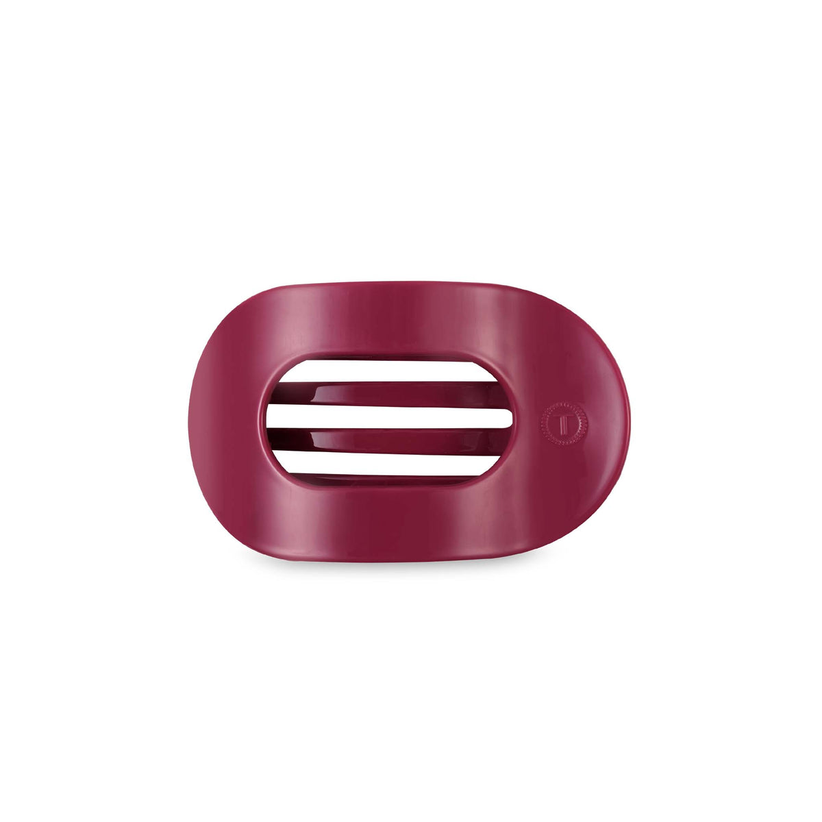 Teleties Medium Flat Oval Hair Clip in Wildside, top view showing oval opening.