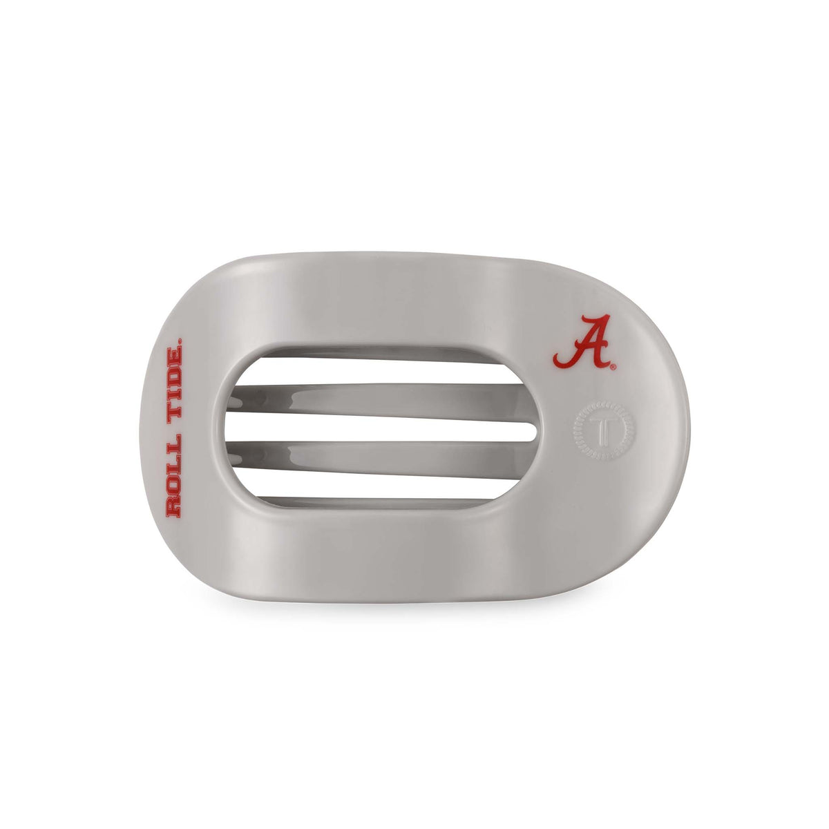 TELETIES Bama Roll Tide Medium Flat Oval Hair Clip in gray with red logo