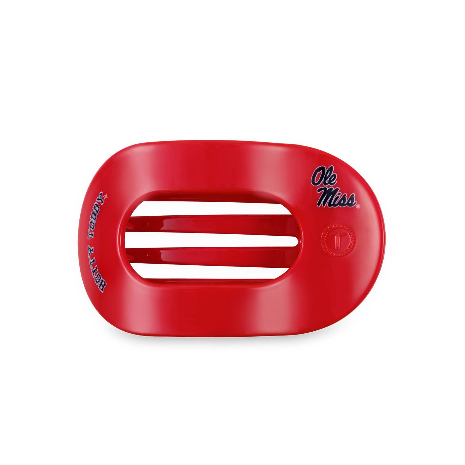 Ole Miss Medium Flat Oval Hair Clip in red with navy logos.