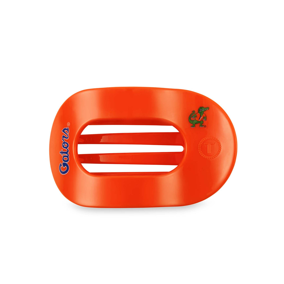TELETIES University of Florida Medium Flat Oval Hair Clip in Orange with logos.