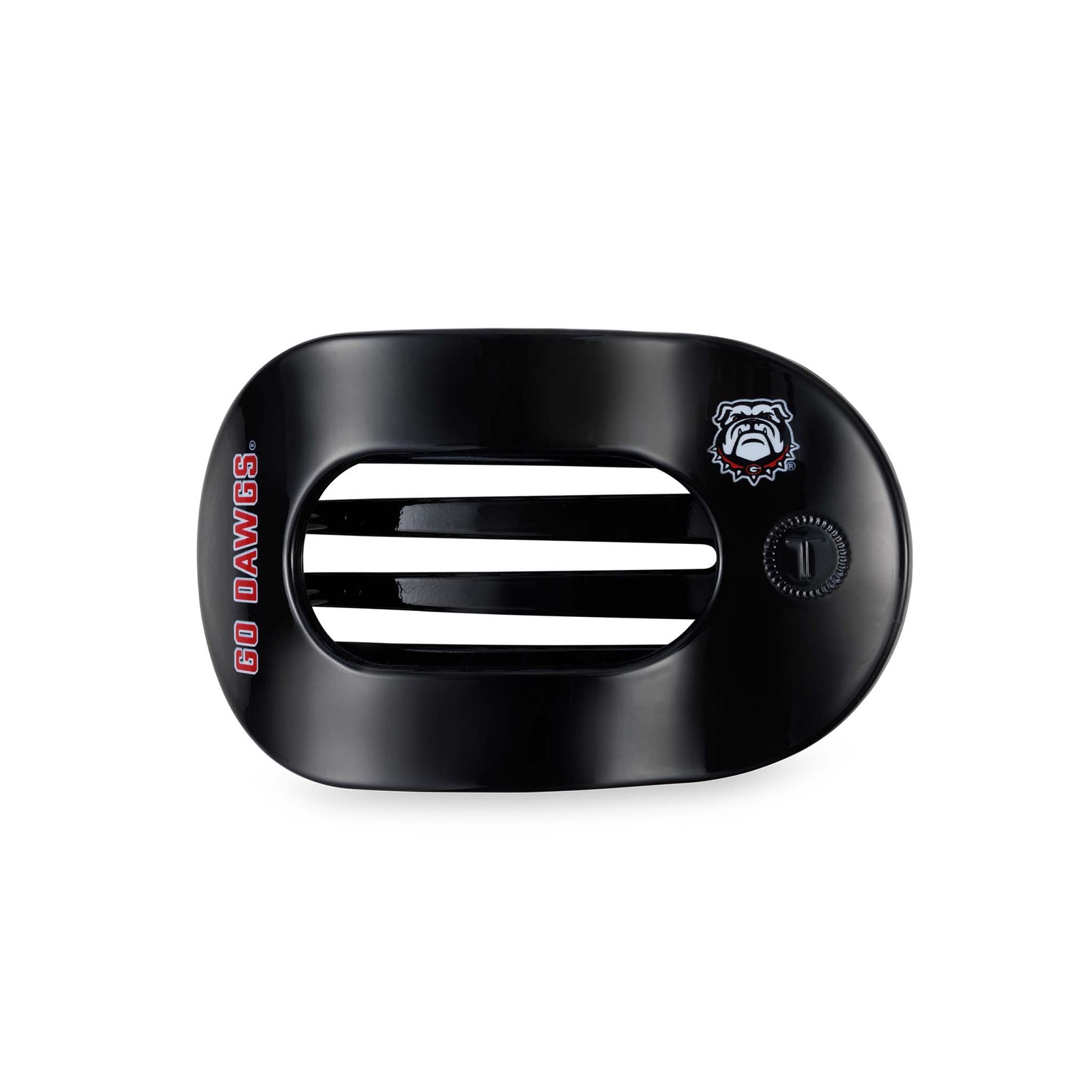 University of Georgia Medium Flat Oval Hair Clip in black with logos