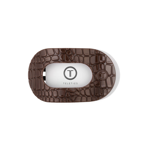 Brown Crocodile Medium Flat Oval Hair Clip