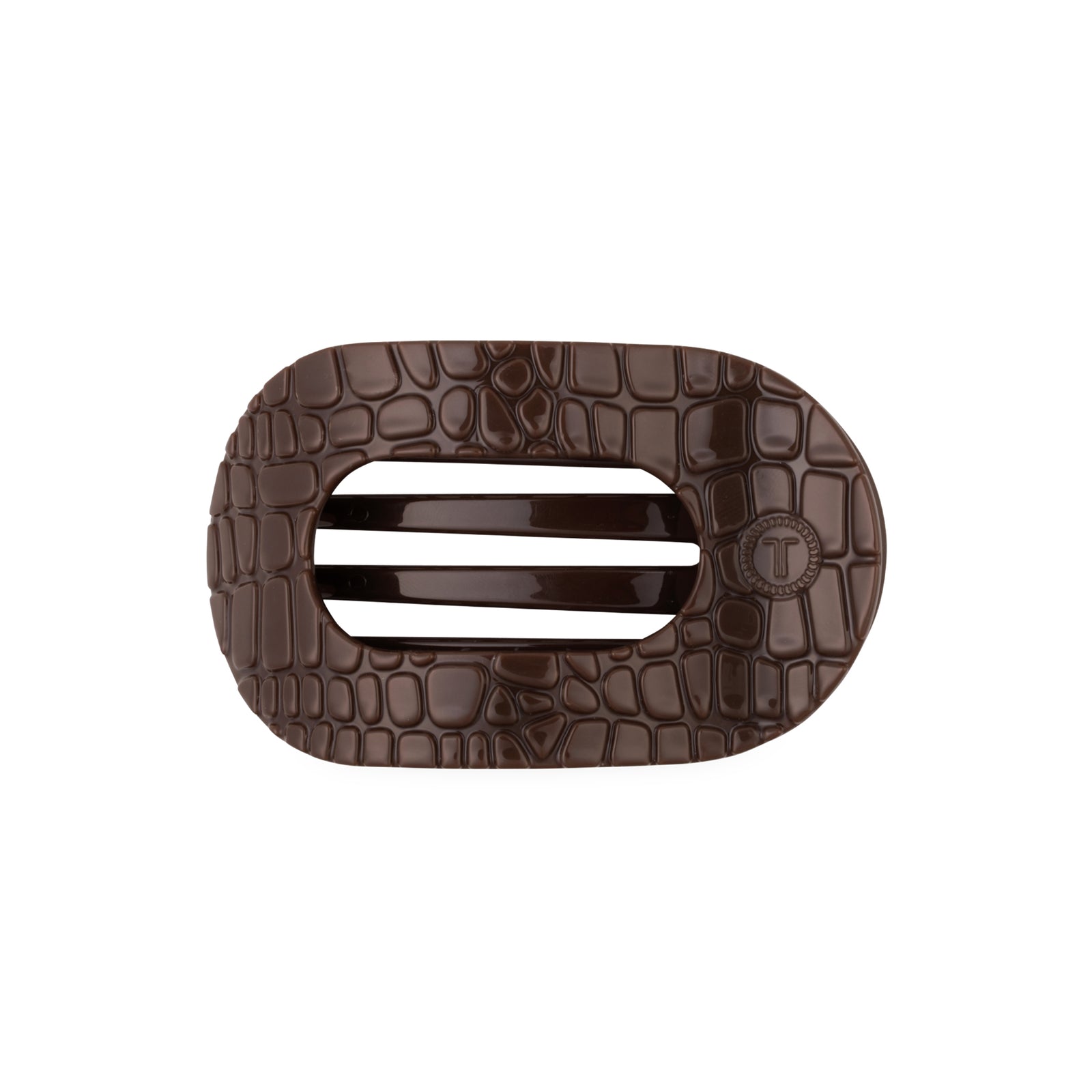 Brown Crocodile Medium Flat Oval Hair Clip