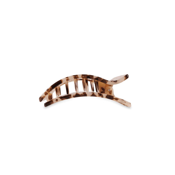 Side view of Medium Flat Rectangle Hair Clip in Blonde Tortoise showing curved grip