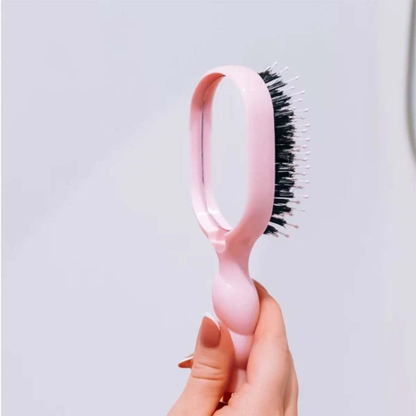 Mini Boar Bristle Hair Brush in Bubblegum