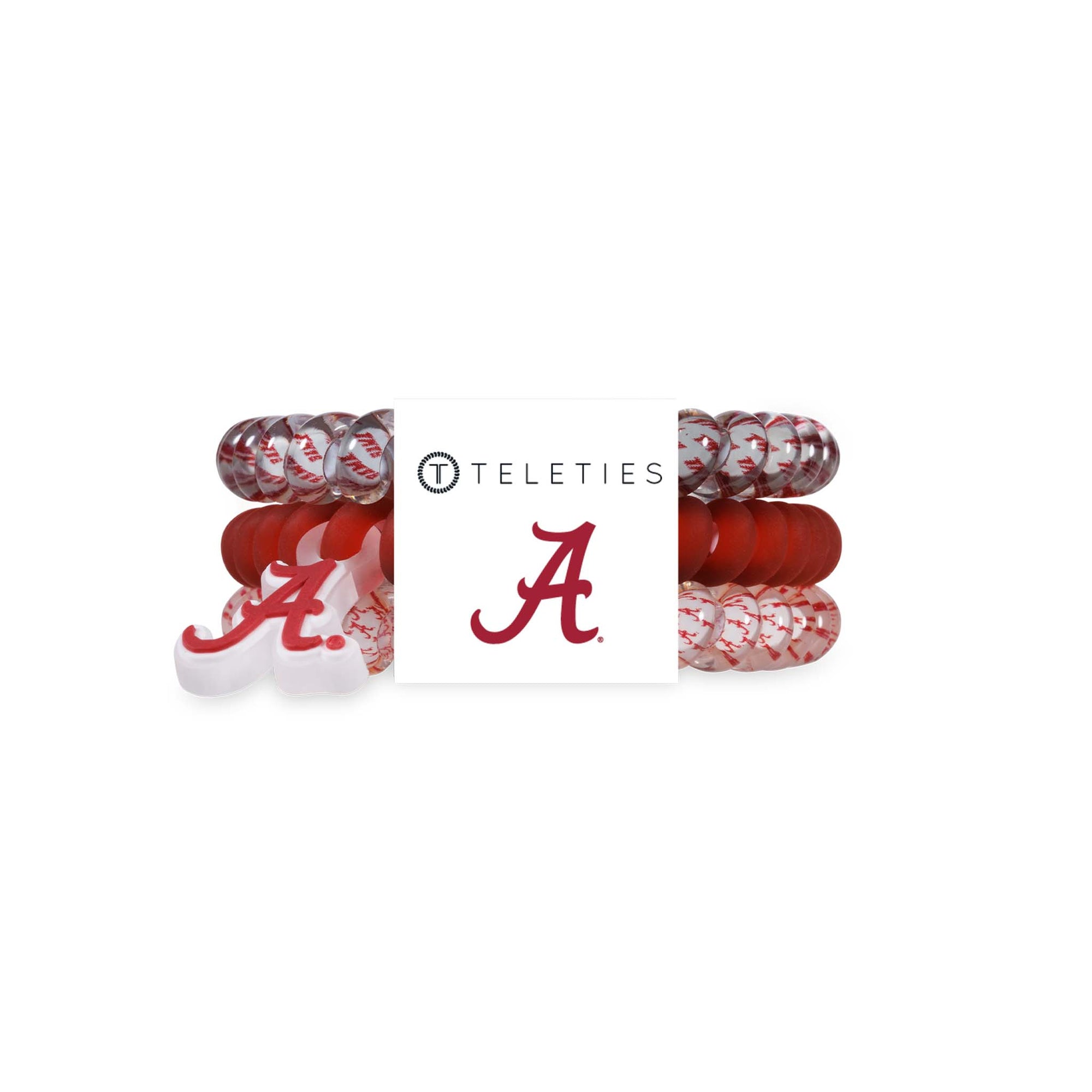 Set of hair ties with Alabama logo on a white background