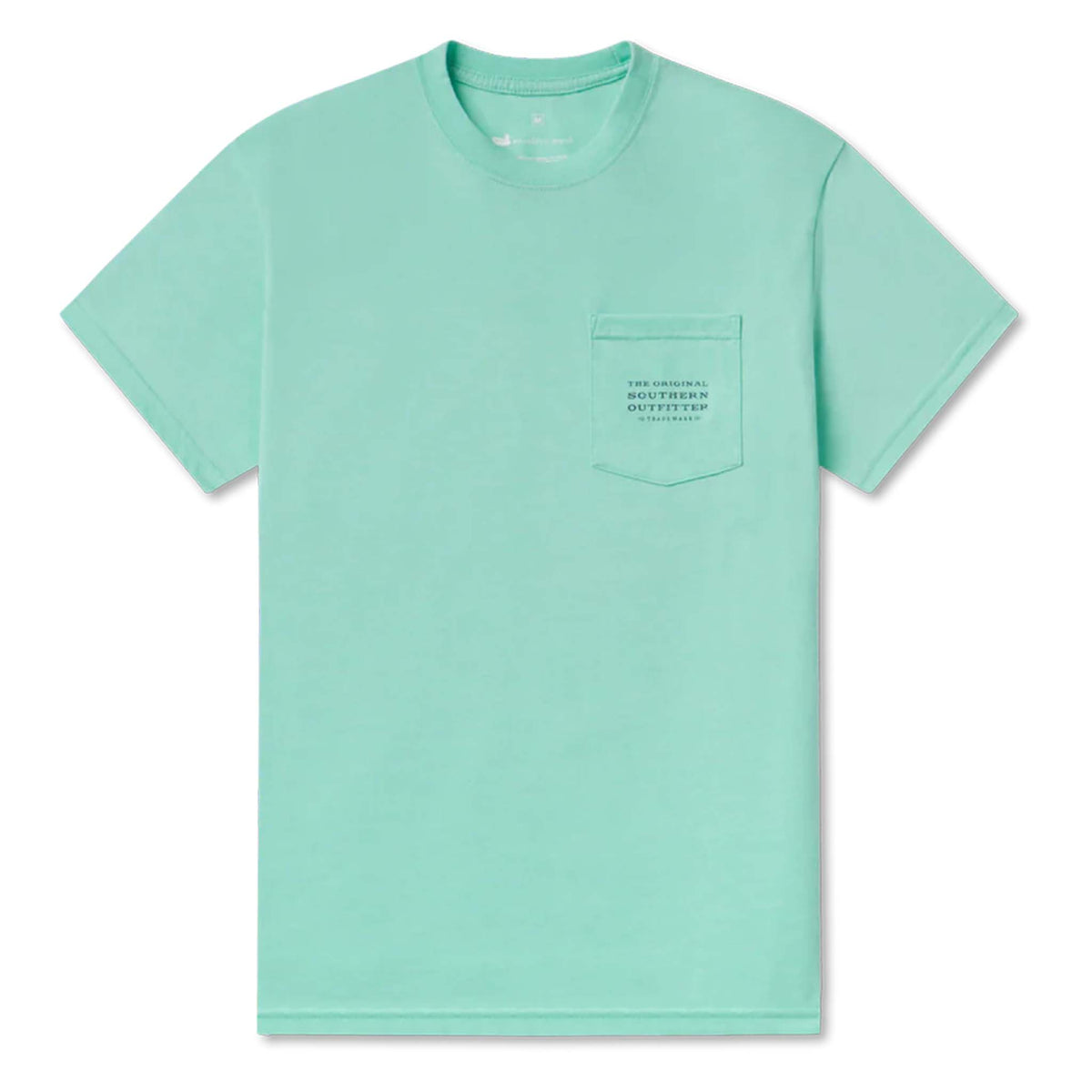 Mint green t-shirt with a pocket on a white background