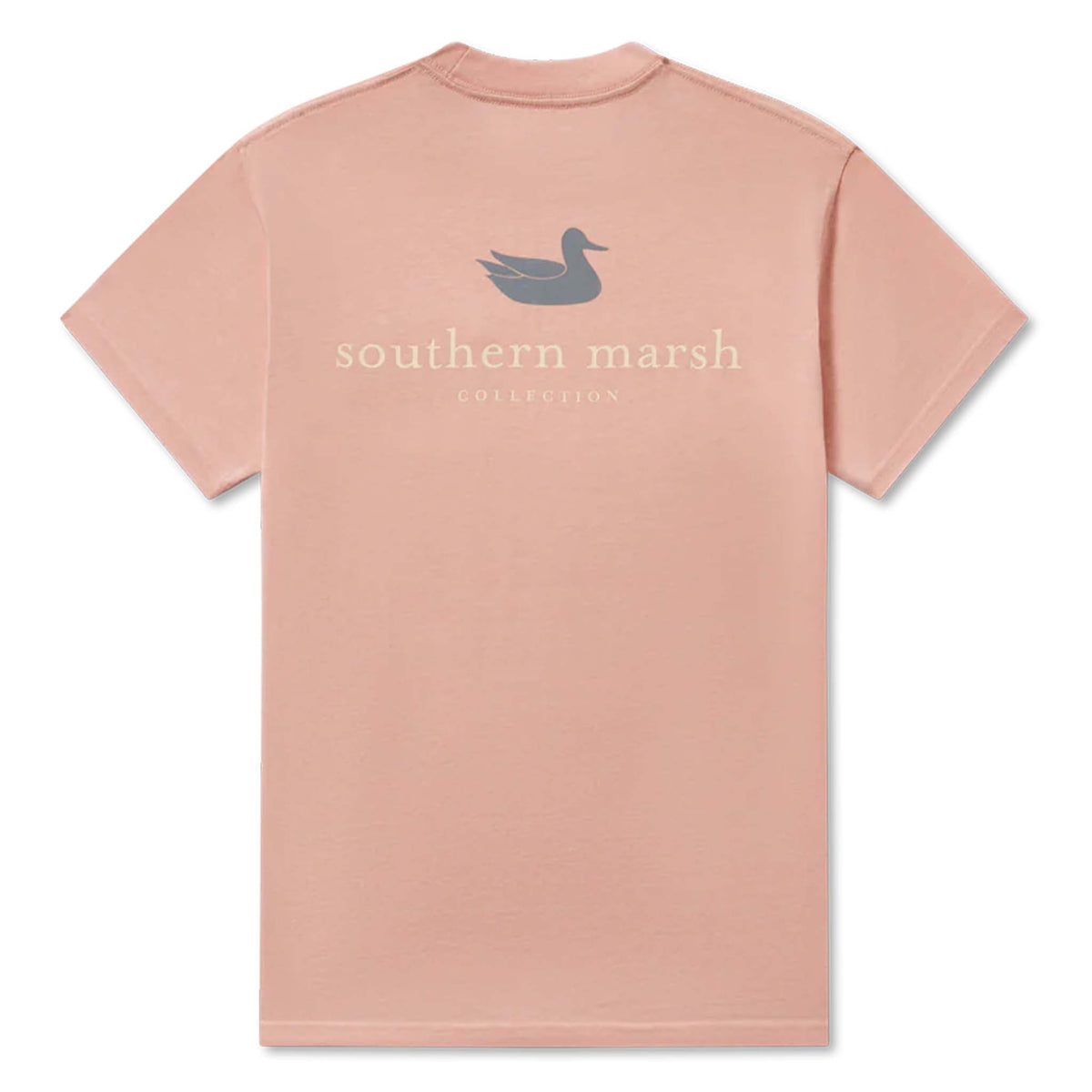 Pink t-shirt with 'southern marsh' logo on a white background