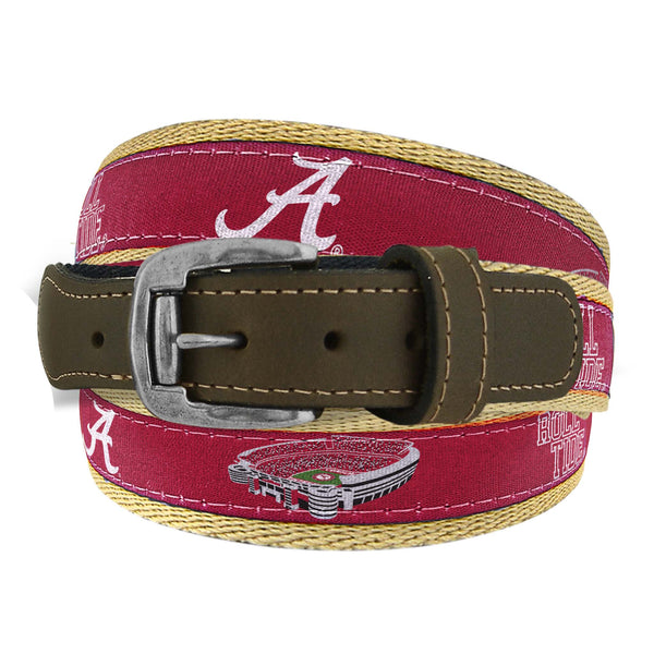 University of Alabama Stadium Ribbon Belt in Crimson