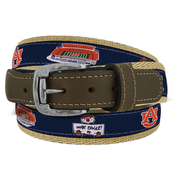Auburn University Stadium RIbbon Belt in Navy