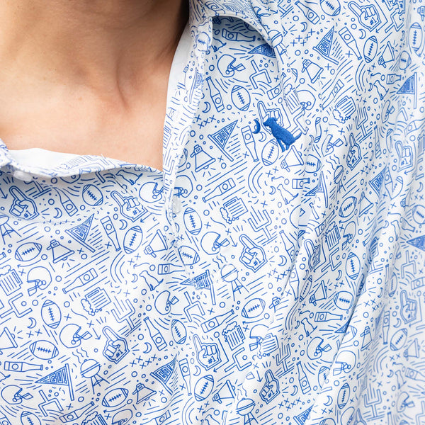 Collegiate Game Day Dirty Myrtle Polo in Blue and White