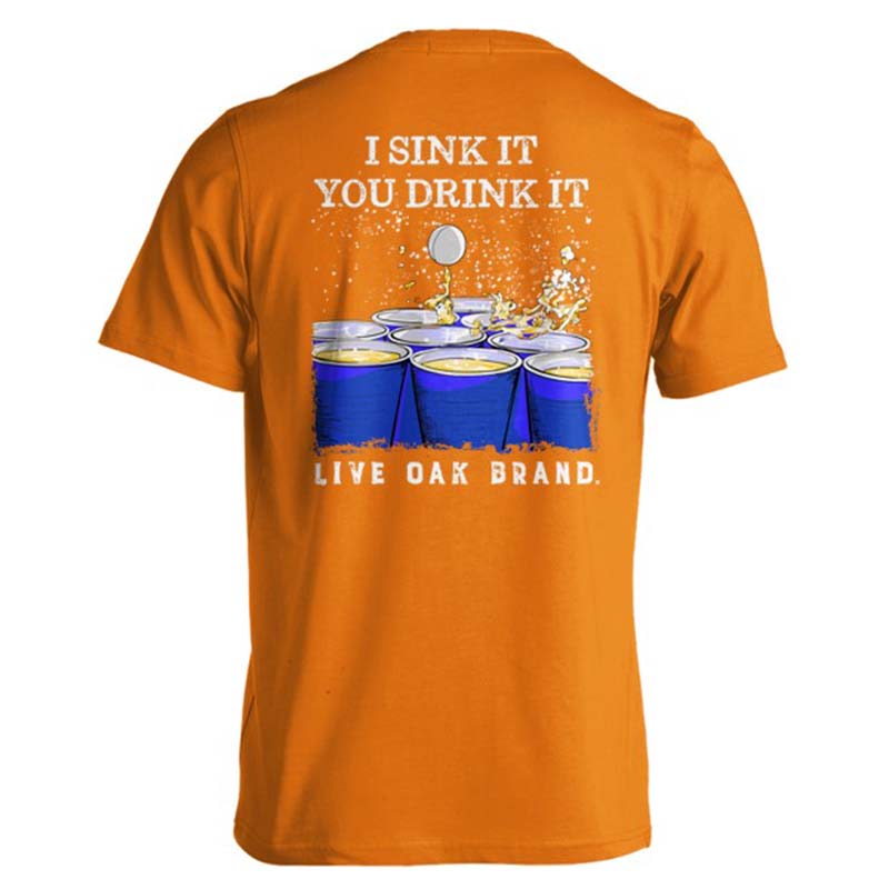 Beer Pong Short Sleeve T-Shirt in Orange and Blue