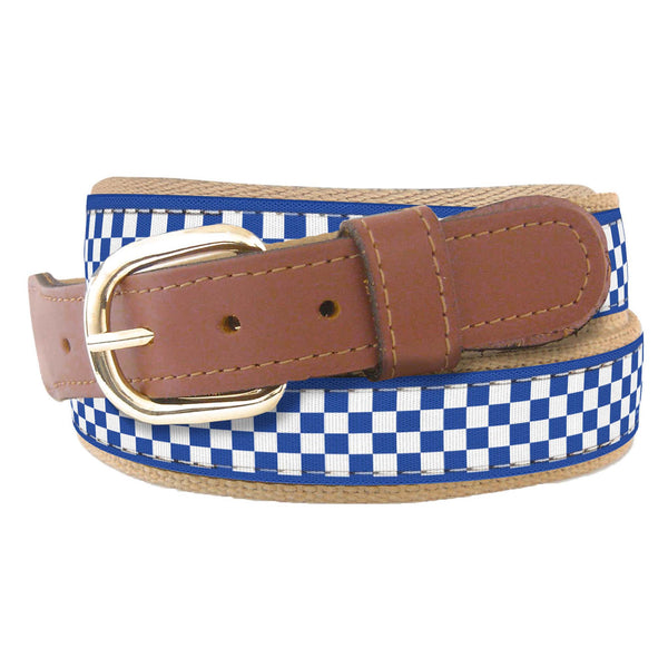 University of Kentucky Checkered Ribbon Belt in Royal Blue