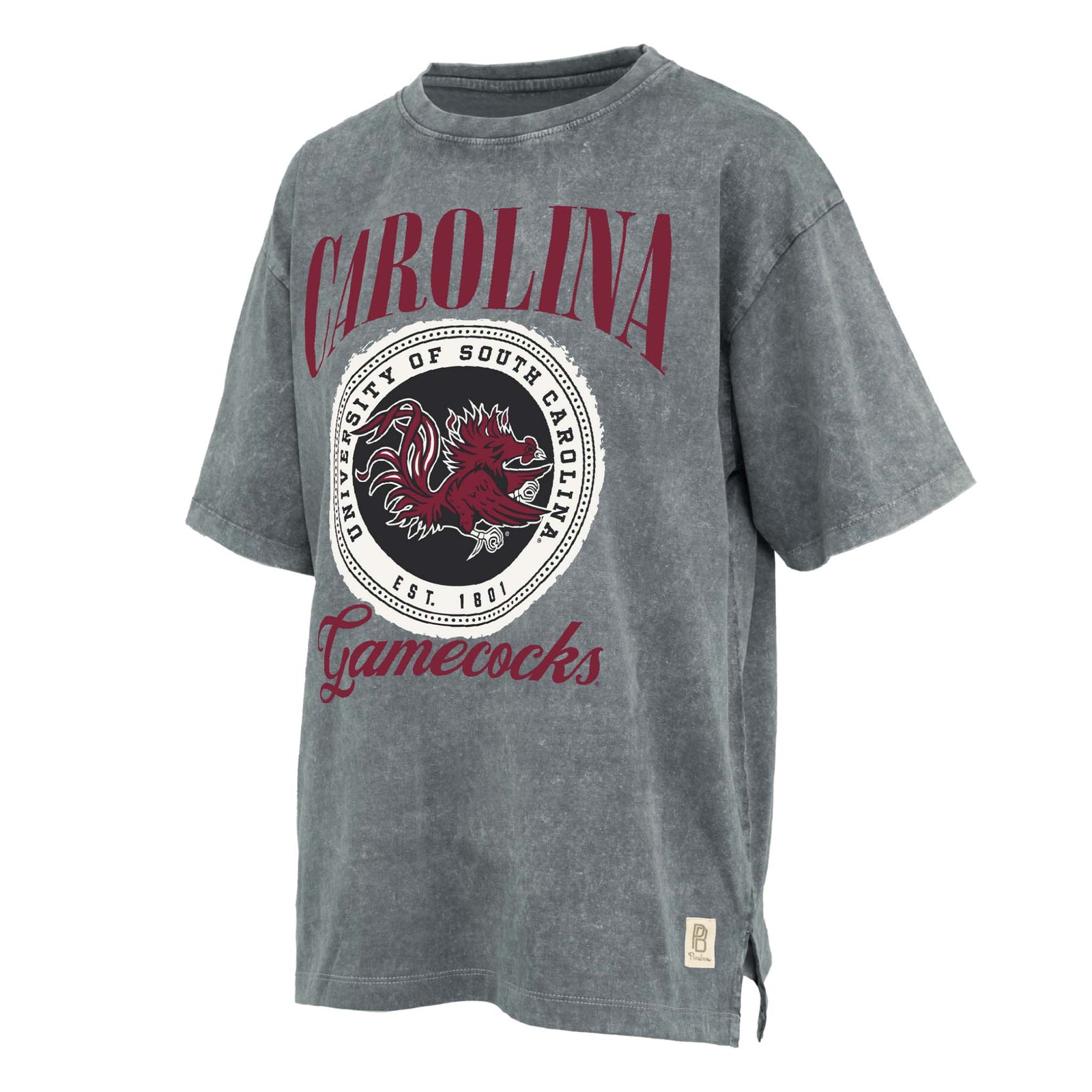 South Carolina Vintage Varsity Oversized Short Sleeve T-Shirt in mineral wash grey shown on a white background