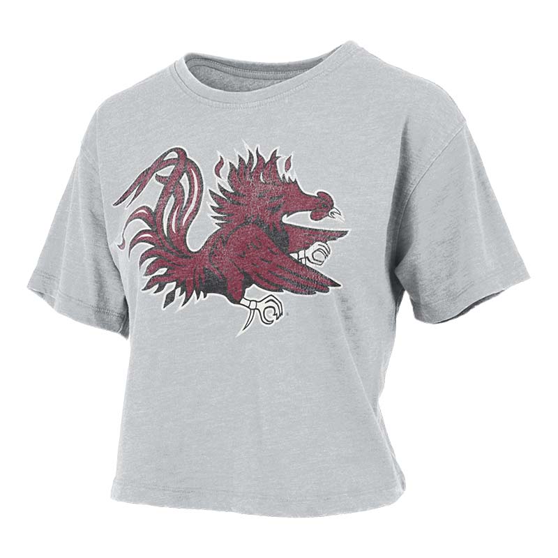 USC Vintage Distressed Logo Waistline Short Sleeve T-Shirt