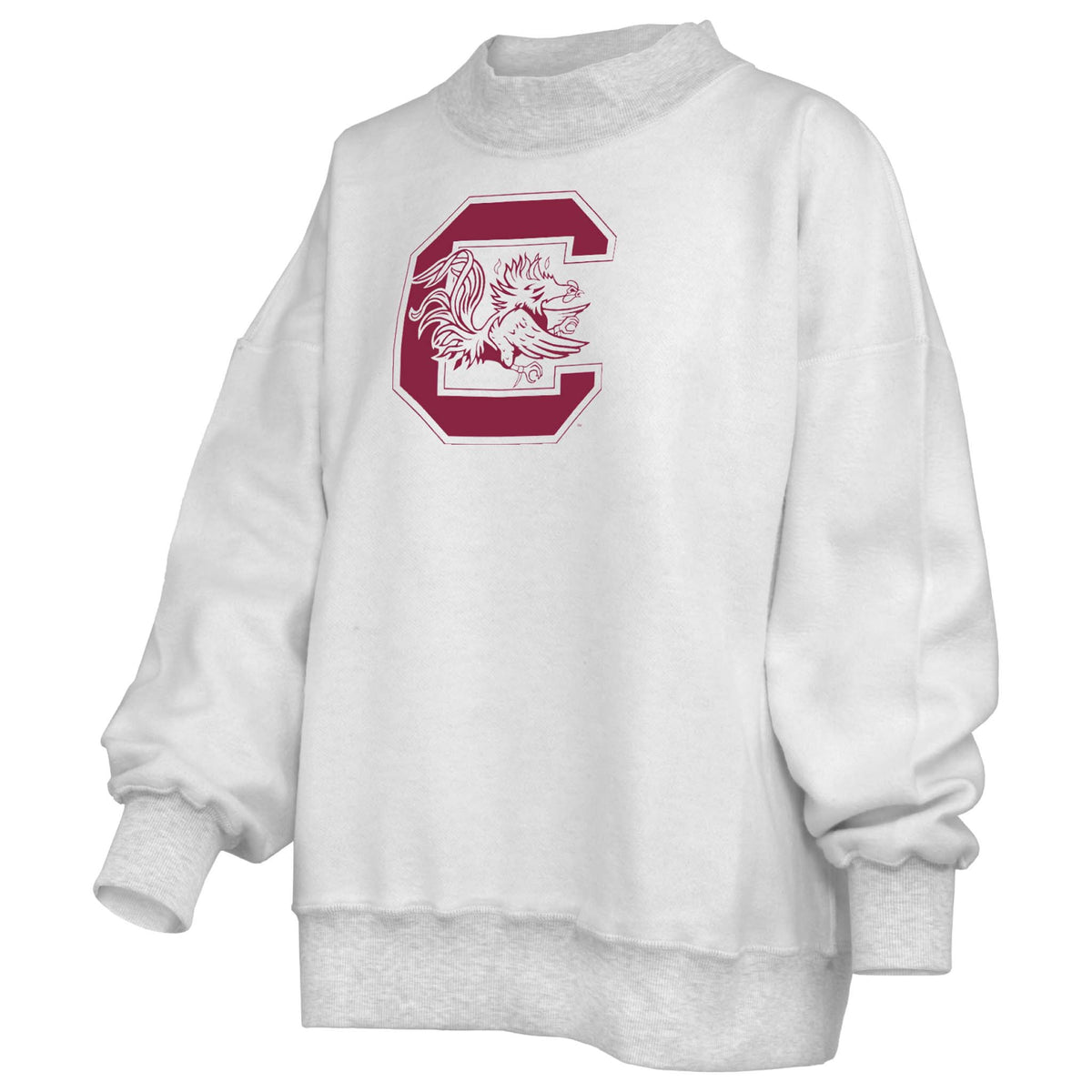Reverse side of sweatshirt with the Carolina Gamecocks block C logo graphic.