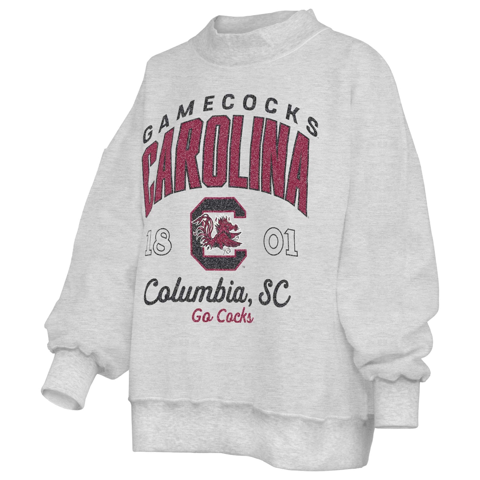 Gray sweatshirt with 'Gamecocks Carolina' text and logo on a white background