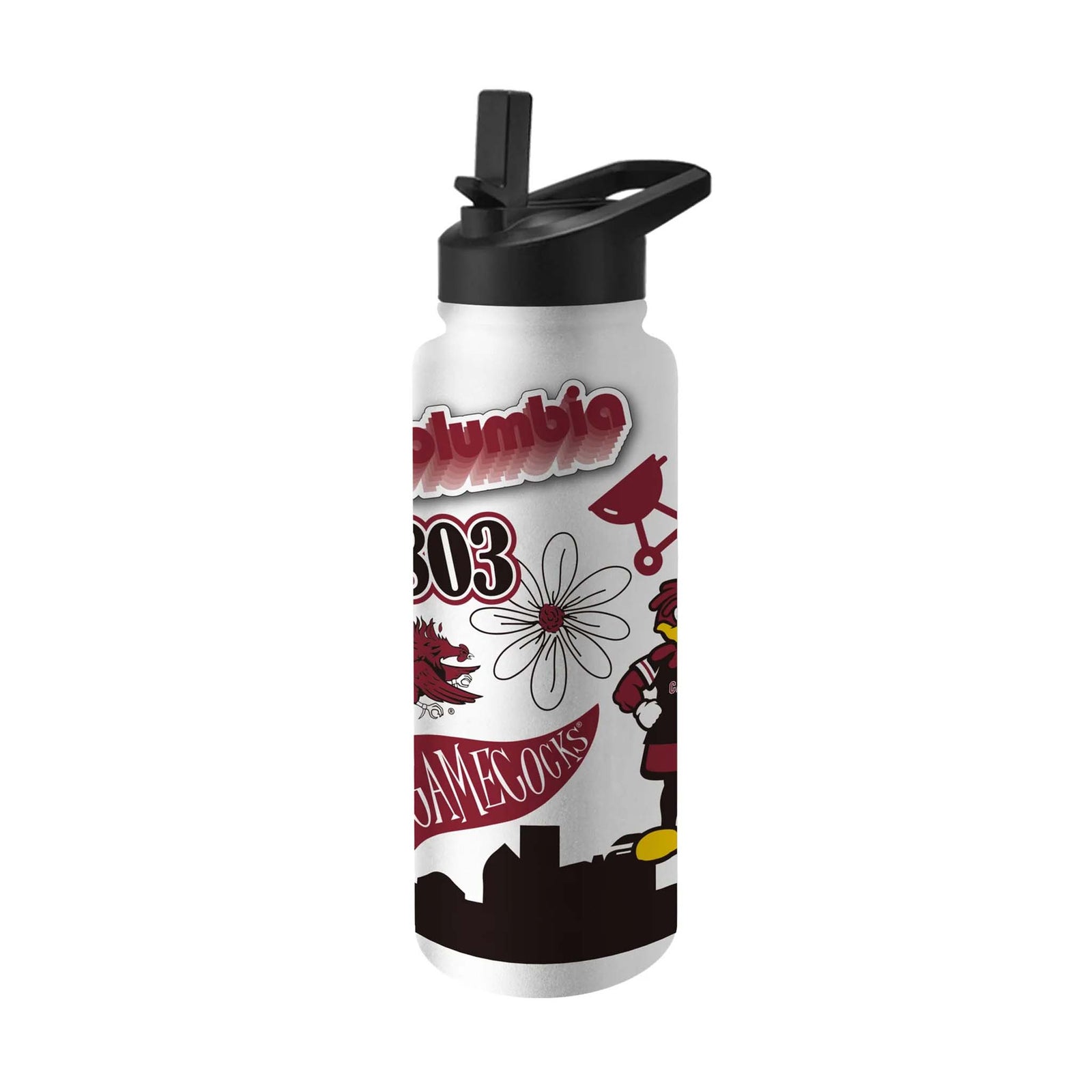 USC collage stainless steel flip straw water bottle.