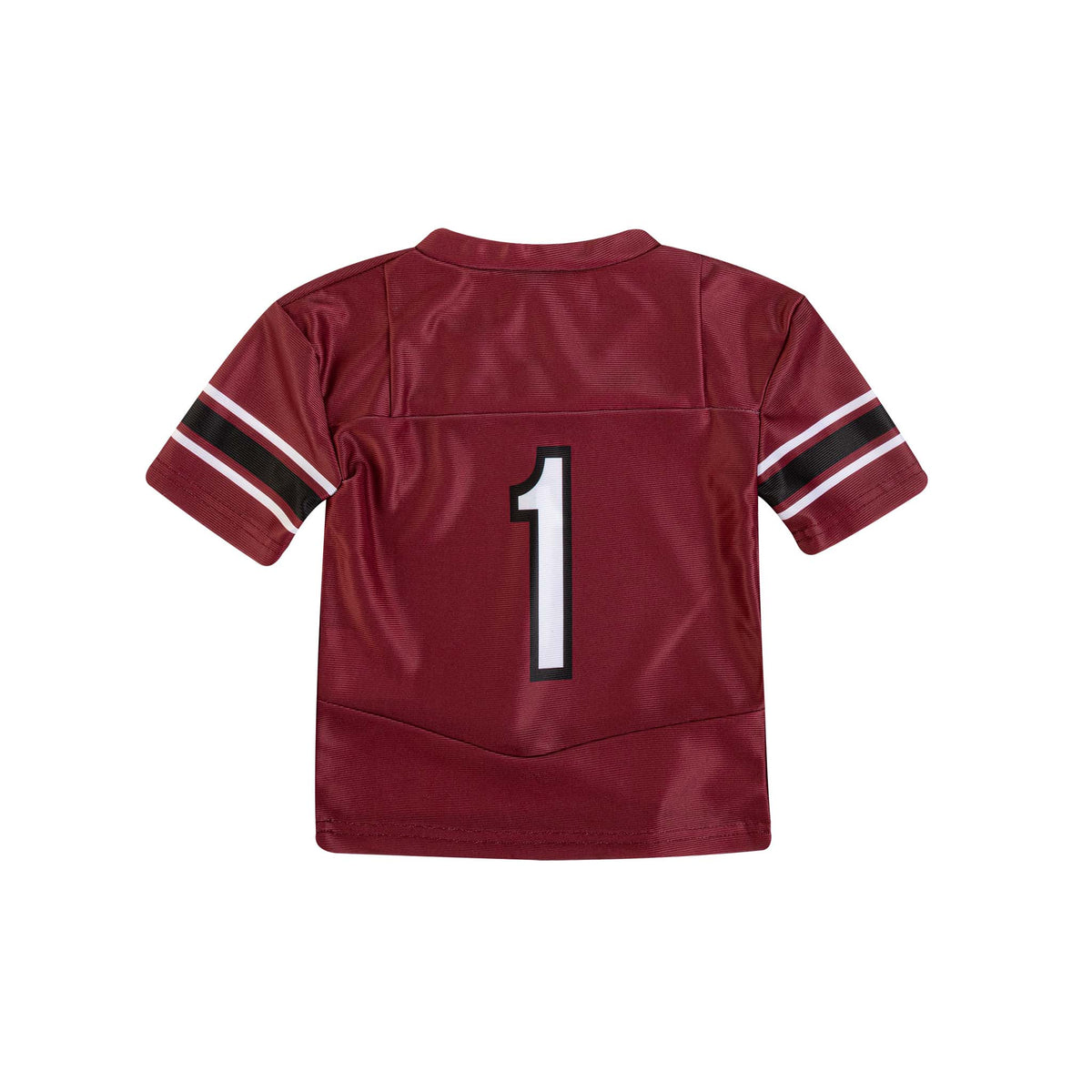 Back of toddler South Carolina Gamecocks football jersey in cardinal red with large number 1 centered.
