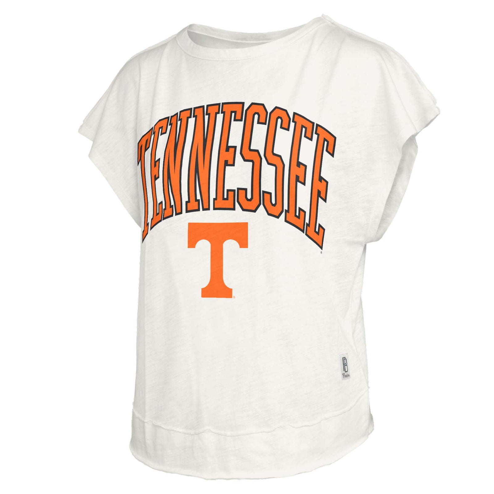 Ivory t-shirt with 'TENNESSEE' printed in orange displayed on a white background